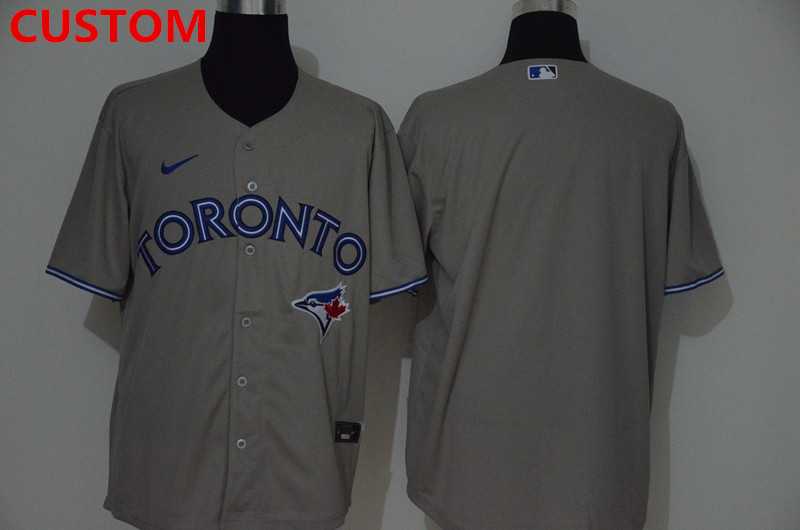 Mens Toronto Blue Jays Custom Gray Stitched MLB Cool Base Nike Jersey